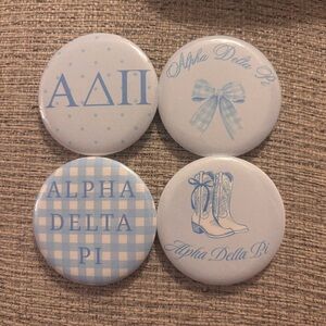 Alpha Delta Pi Custom Handmade Sorority Button Set BRAND NEW